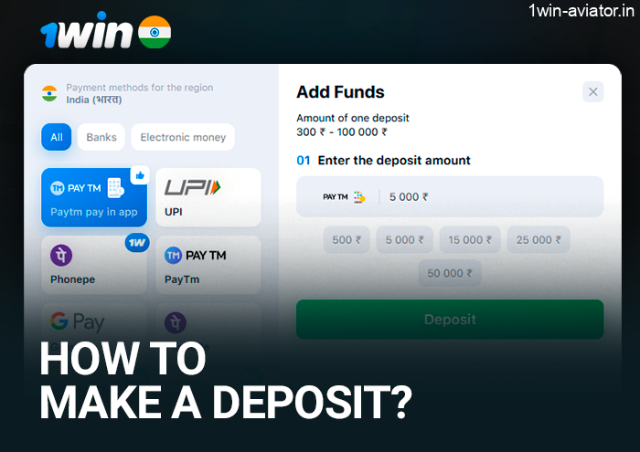 Make a deposit on the 1Win website